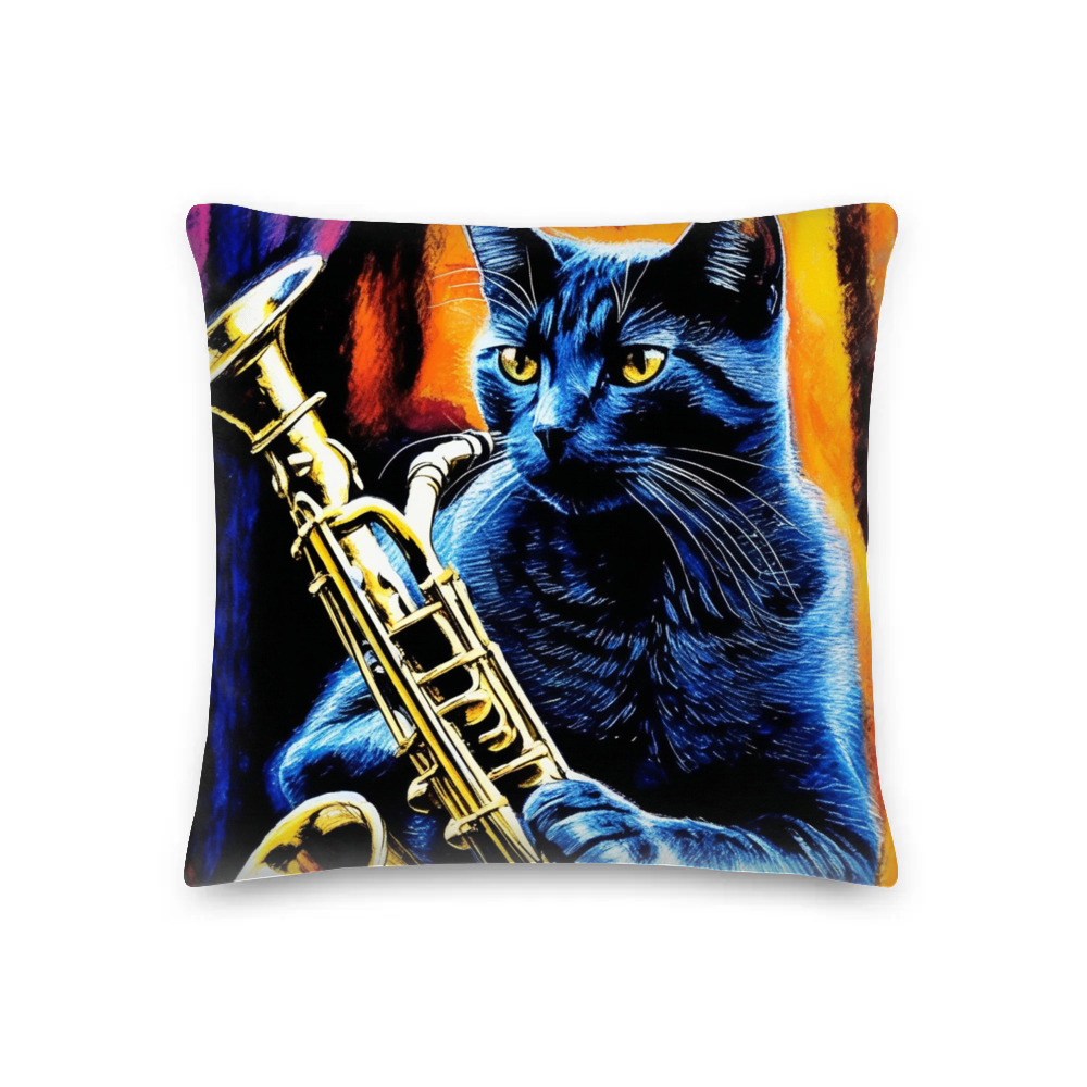PugMug Custom Black American Shorthair Cat Premium Pillow