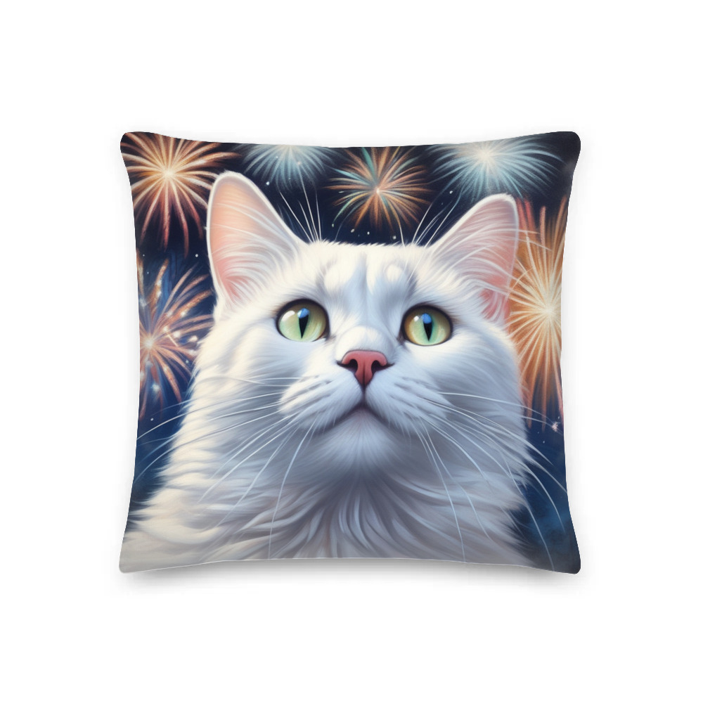 PugMug Custom White Companion Cat Premium Pillow