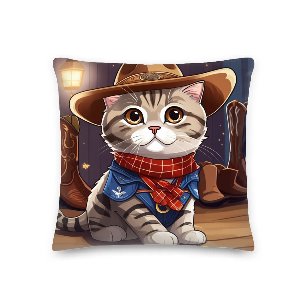 PugMug Custom Tabby Scottish Fold Cat Premium Pillow