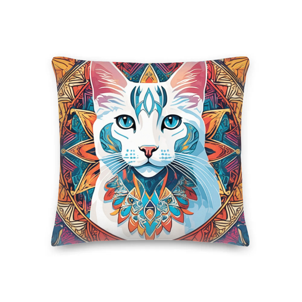 PugMug Custom White Companion Cat Premium Pillow