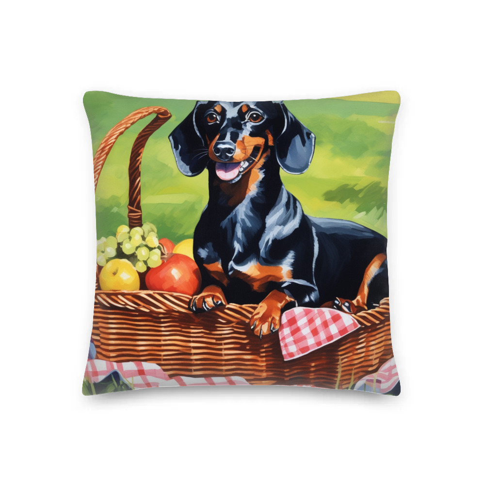 PugMug Custom Black Dachshund Premium Pillow
