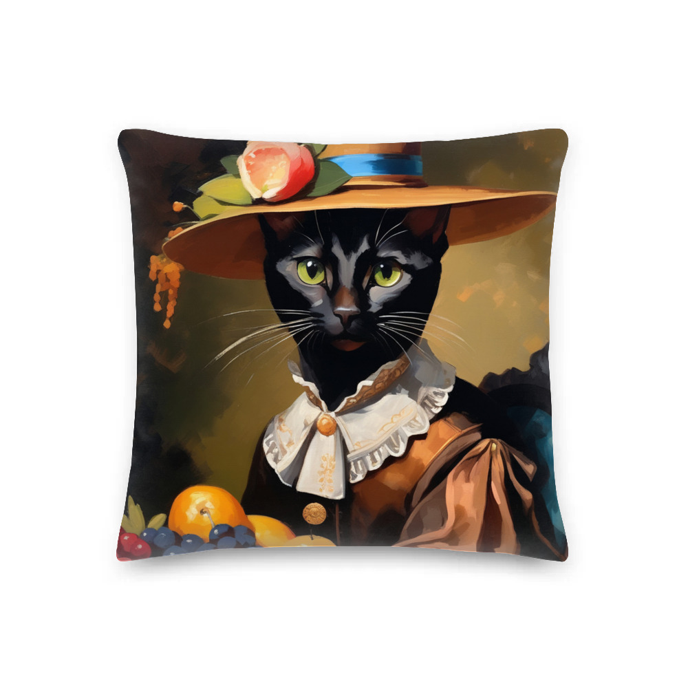 PugMug Custom Black Abyssinian Cat Premium Pillow