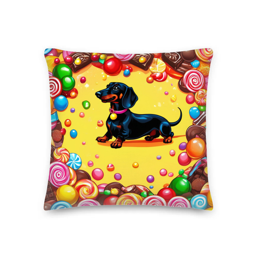 PugMug Custom Black Dachshund Premium Pillow