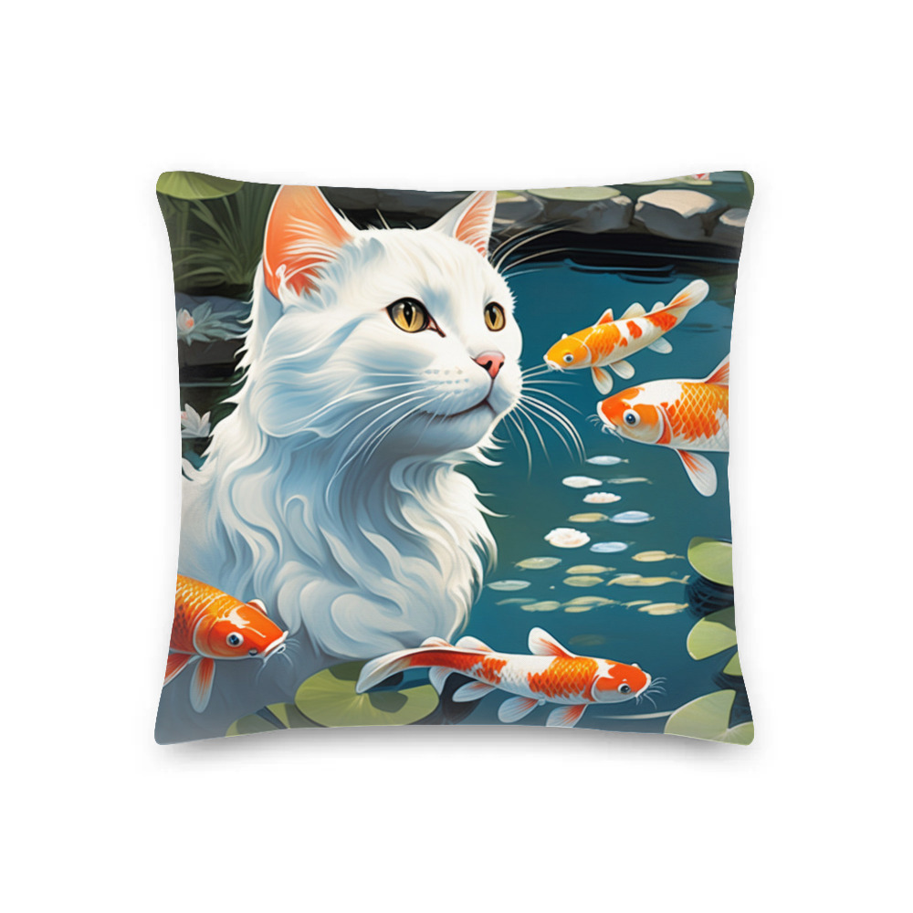PugMug Custom White Companion Cat Premium Pillow