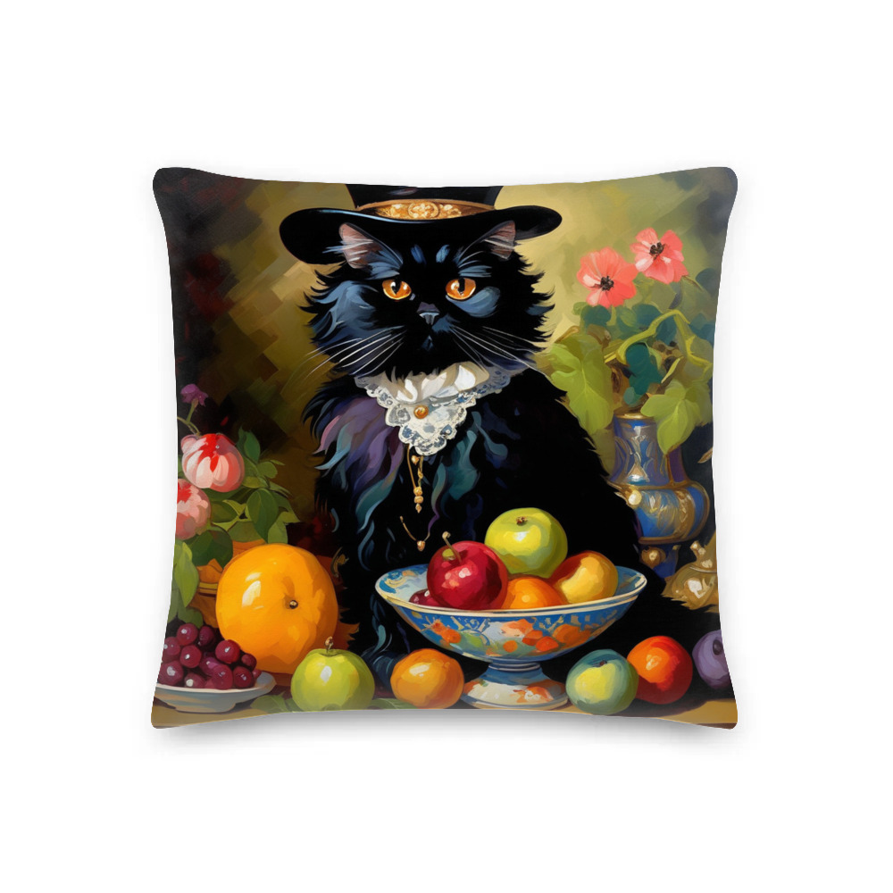 PugMug Custom Black Persian Cat Premium Pillow