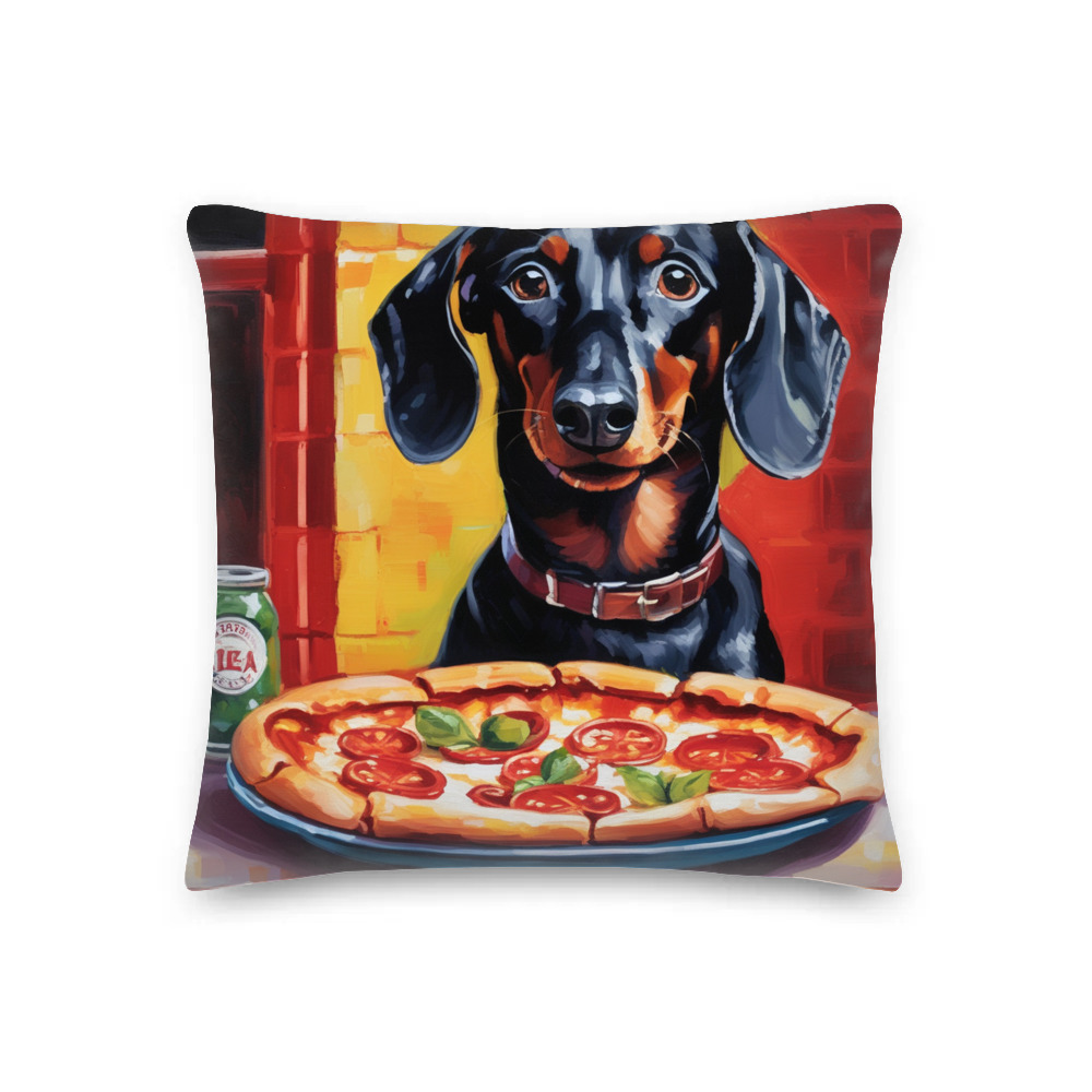 PugMug Custom Black Dachshund Premium Pillow