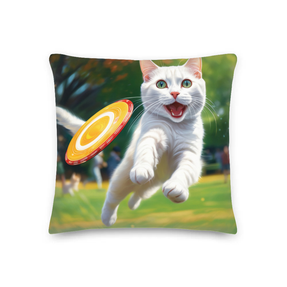 PugMug Custom White Companion Cat Premium Pillow