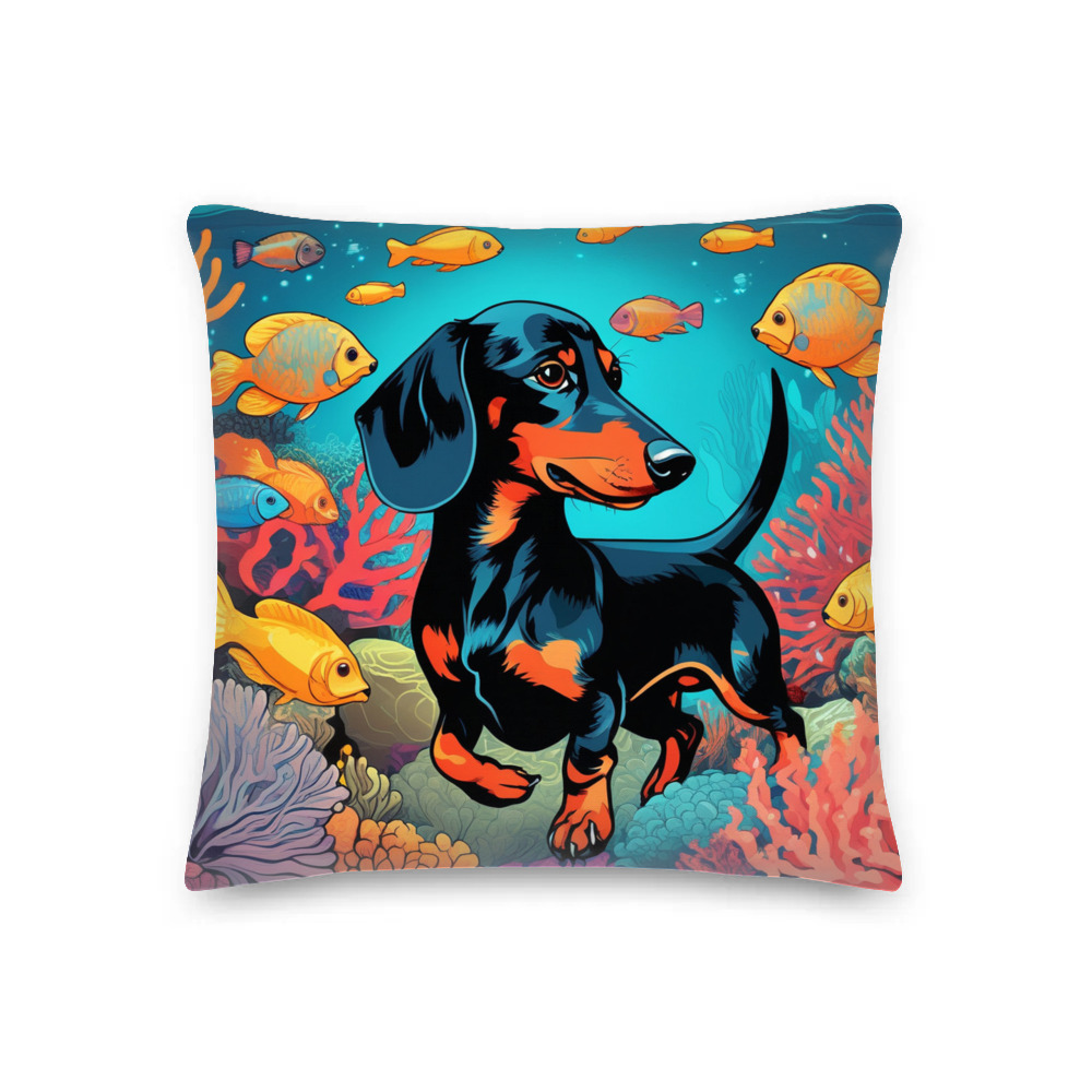 PugMug Custom Black Dachshund Premium Pillow