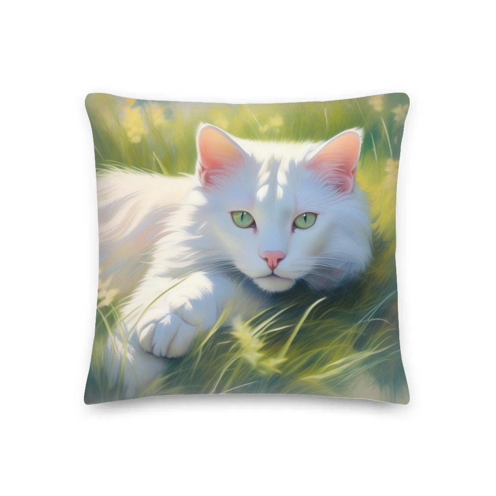 PugMug Custom White Exotic Cat Premium Pillow