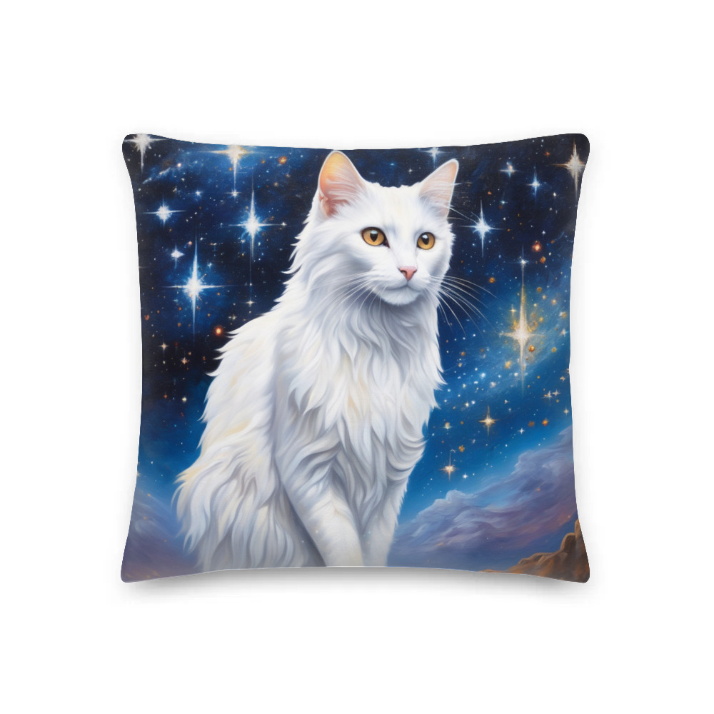 PugMug Custom White Companion Cat Premium Pillow