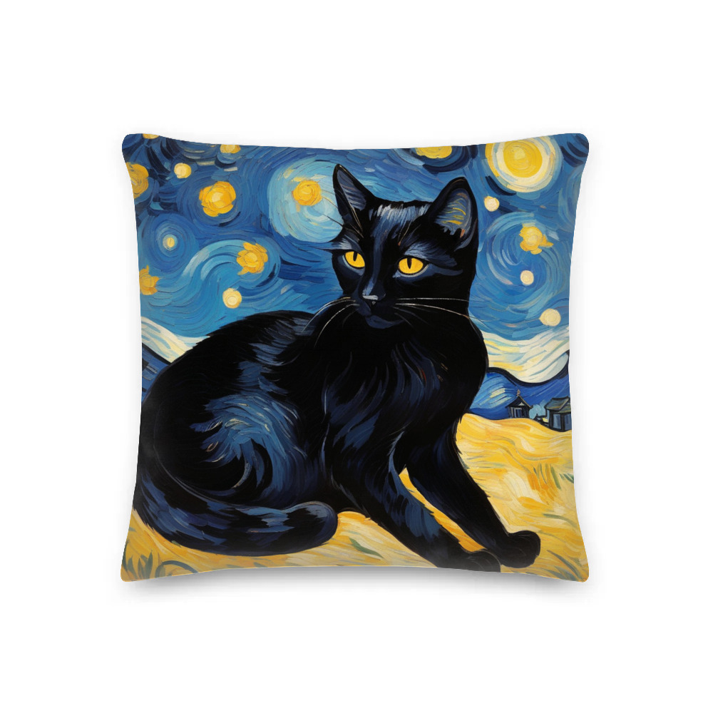 PugMug Custom Black Companion Cat Premium Pillow