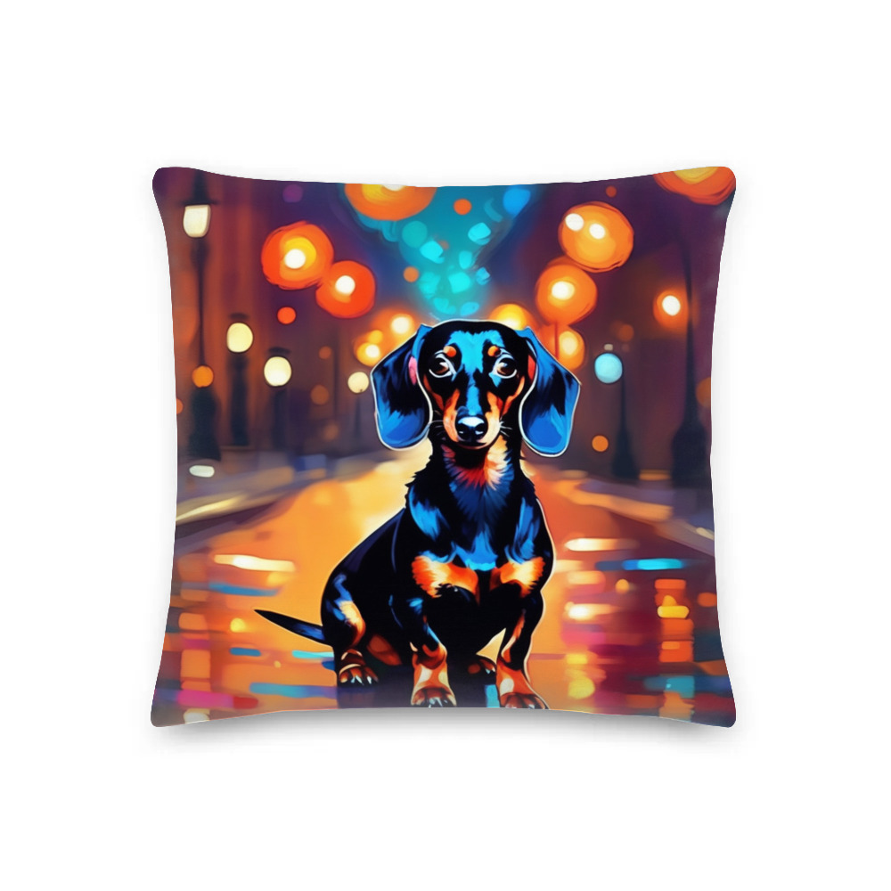 PugMug Custom Black Dachshund Premium Pillow