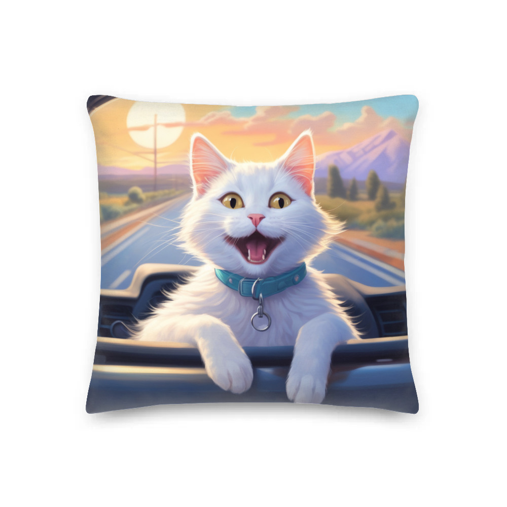 PugMug Custom White Companion Cat Premium Pillow