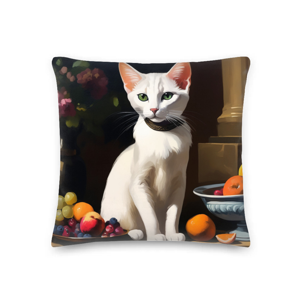 PugMug Custom White Abyssinian Cat Premium Pillow
