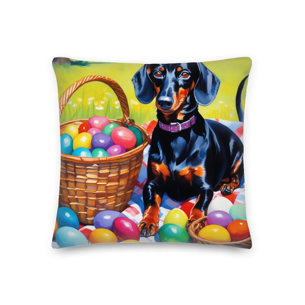 PugMug Custom Black Dachshund Premium Pillow