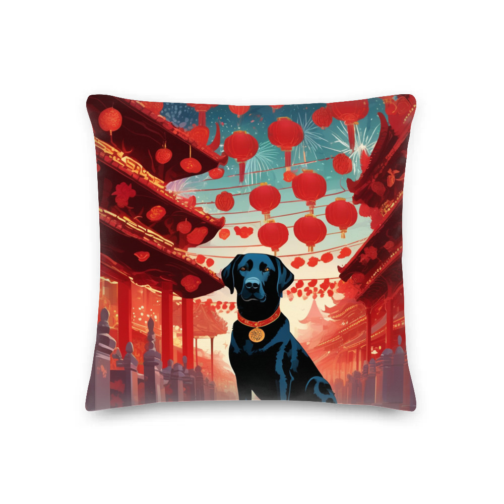 PugMug Custom Black Labrador Retriever Premium Pillow
