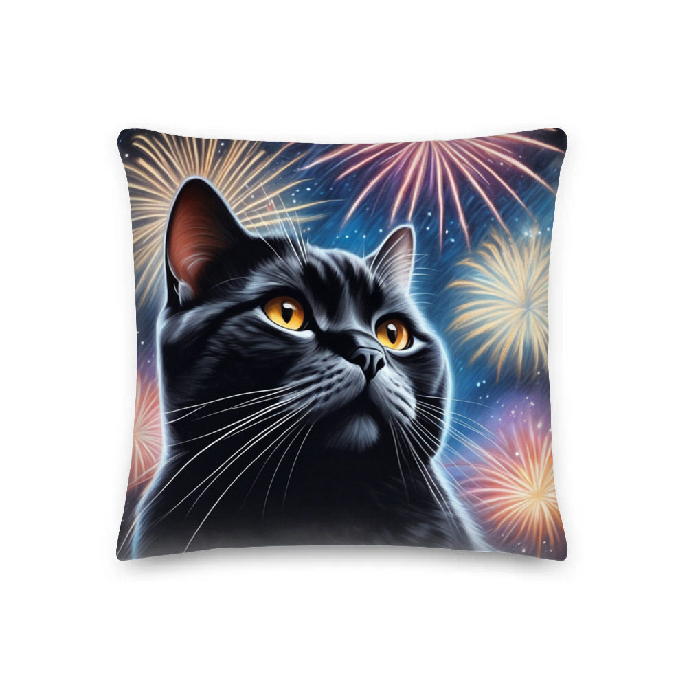 PugMug Custom Black British Shorthair Cat Premium Pillow