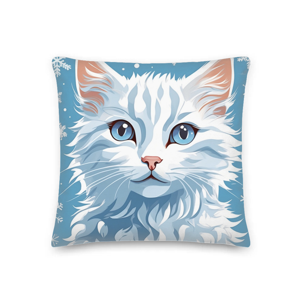 PugMug Custom White Companion Cat Premium Pillow