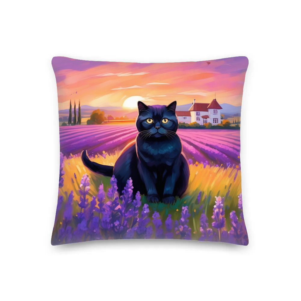 PugMug Custom Black Scottish Fold Cat Premium Pillow