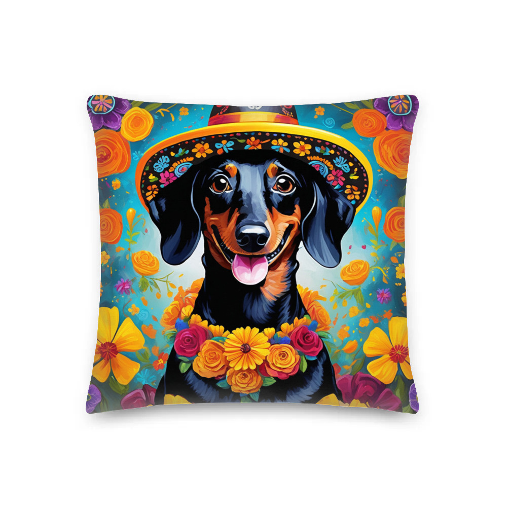 PugMug Custom Black Dachshund Premium Pillow