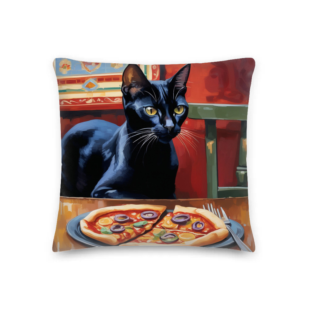 PugMug Custom Black Abyssinian Cat Premium Pillow