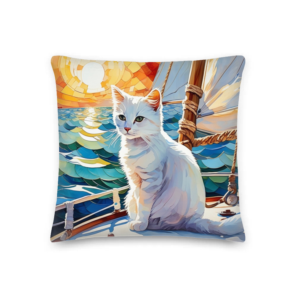 PugMug Custom White Companion Cat Premium Pillow