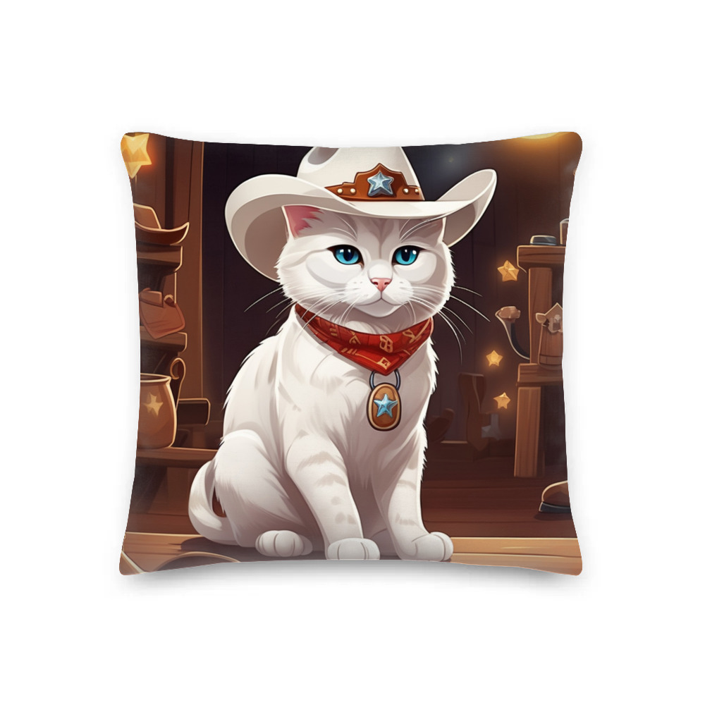 PugMug Custom White Companion Cat Premium Pillow