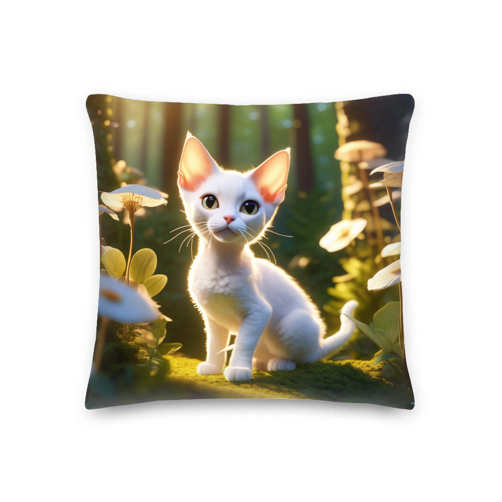 PugMug Custom White Devon Rex Cat Premium Pillow
