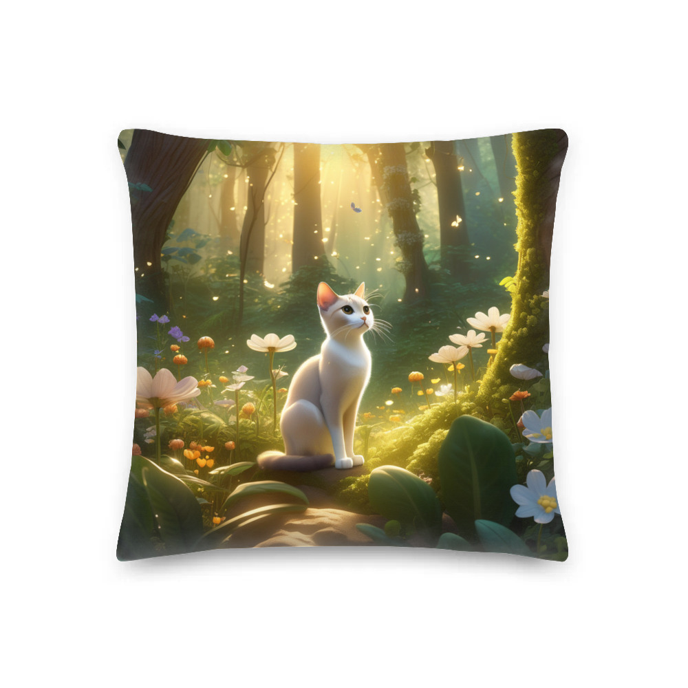 PugMug Custom White Abyssinian Cat Premium Pillow