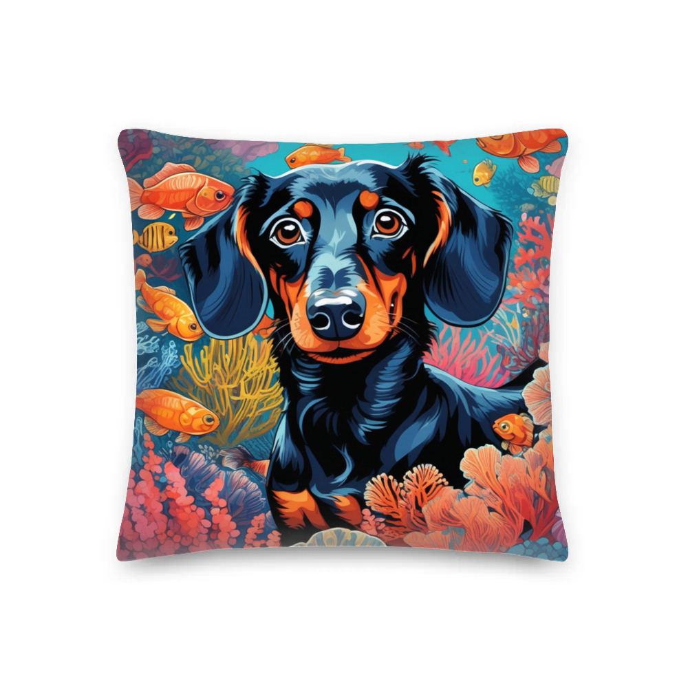 PugMug Custom Black Dachshund Premium Pillow