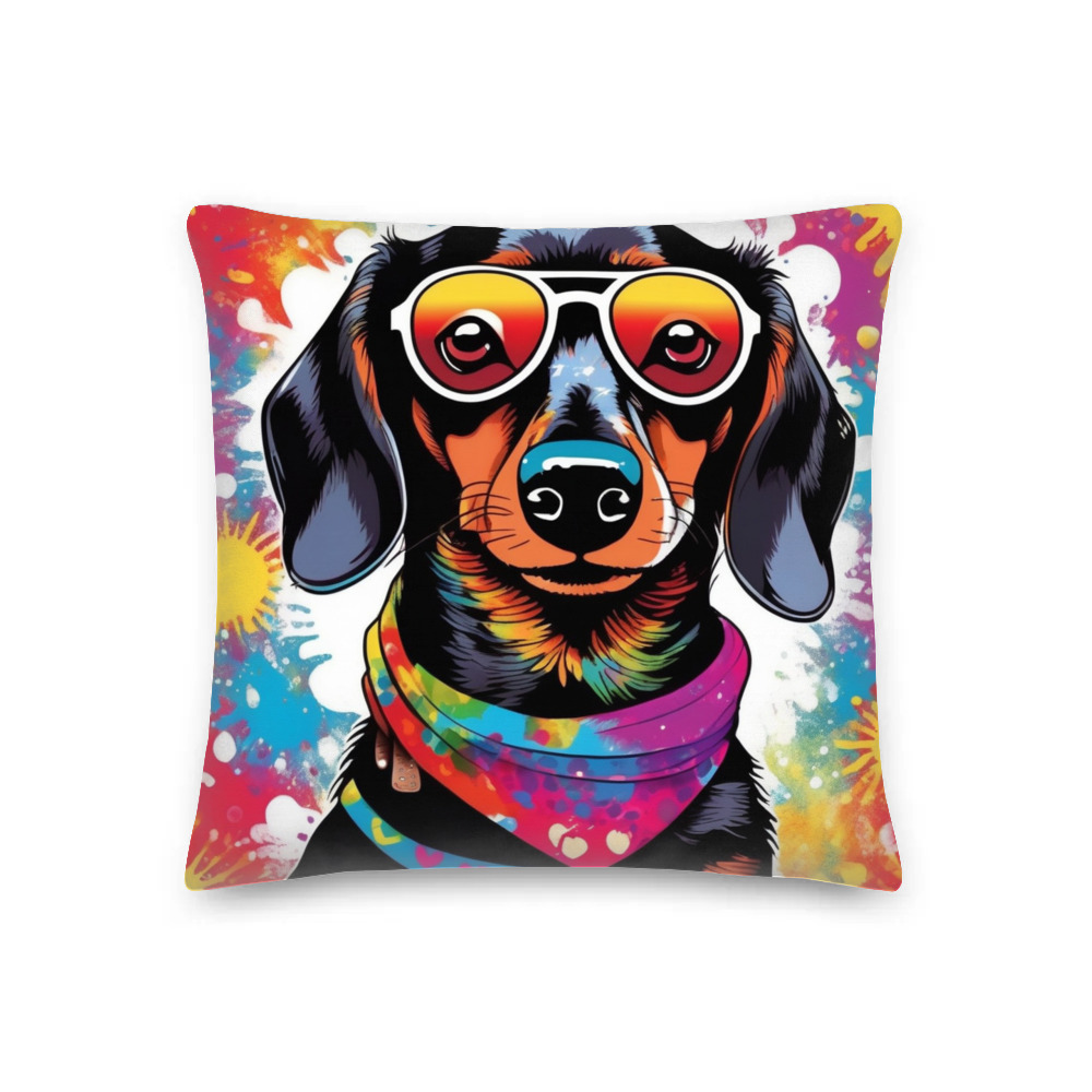 PugMug Custom Black Dachshund Premium Pillow