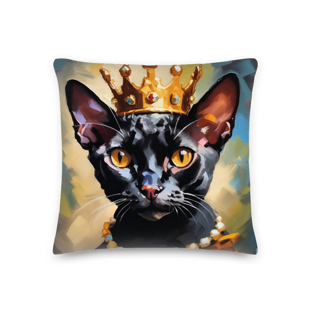 PugMug Custom Black Devon Rex Cat Premium Pillow