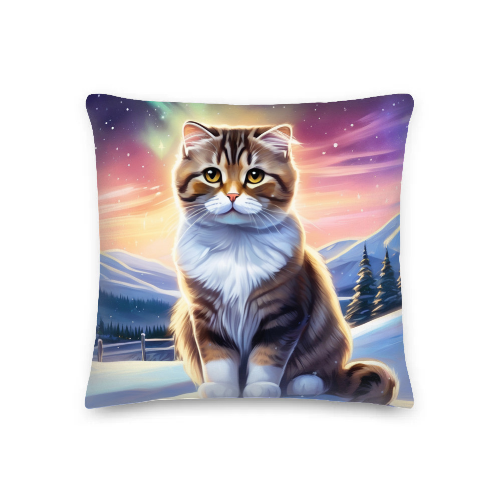 PugMug Custom Tabby Scottish Fold Cat Premium Pillow