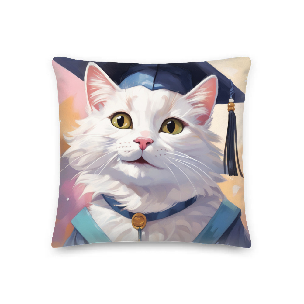 PugMug Custom White Companion Cat Premium Pillow