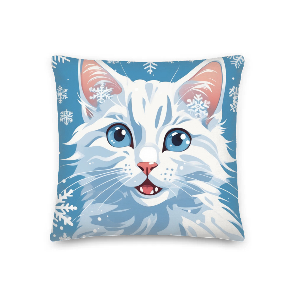 PugMug Custom White Companion Cat Premium Pillow