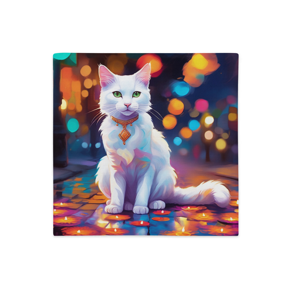 PugMug Custom White Companion Cat Premium Pillow Case