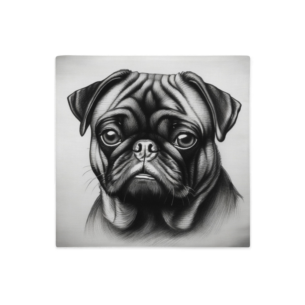 PugMug Custom Black Pug Premium Pillow Case