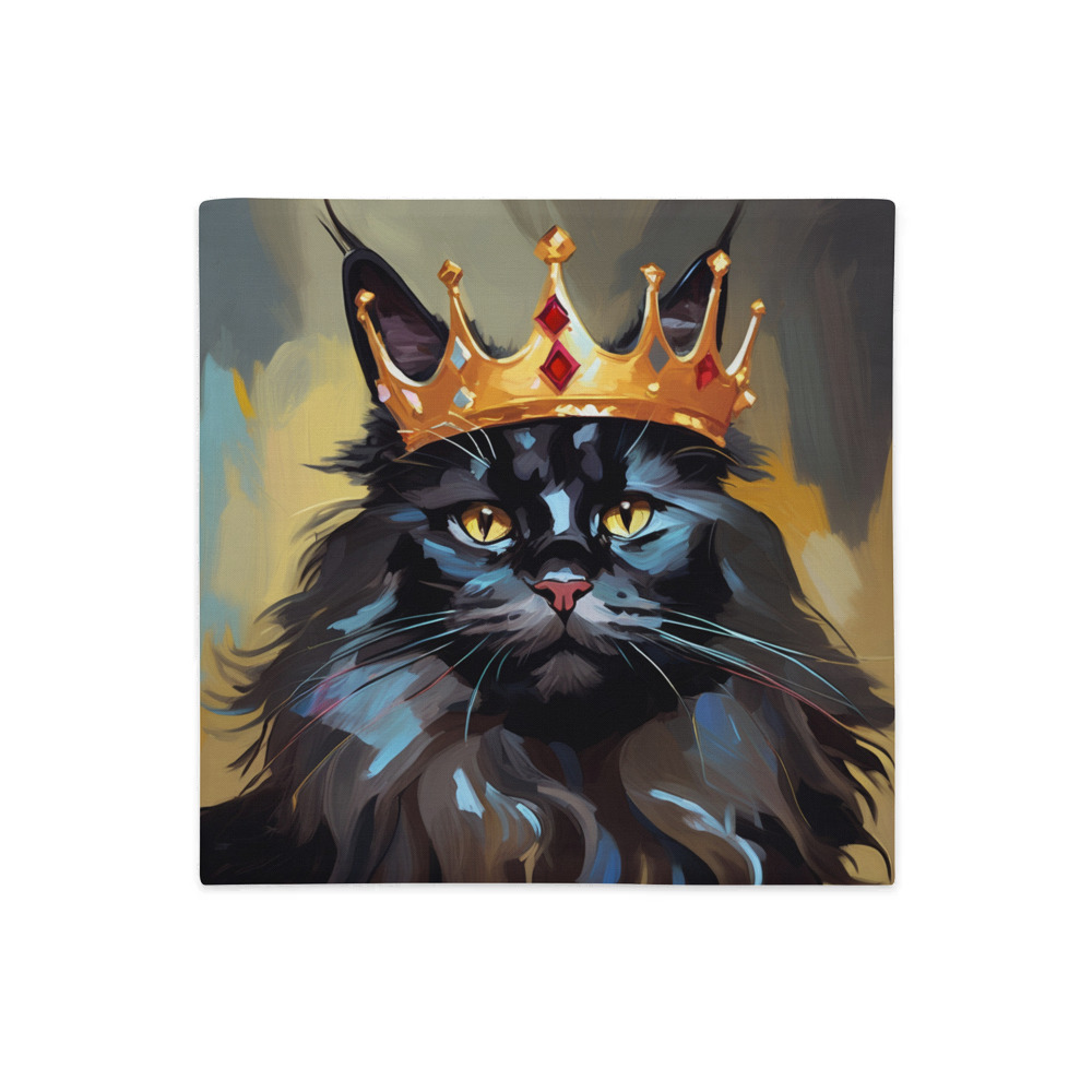 PugMug Custom Black Maine Coon Cat Premium Pillow Case