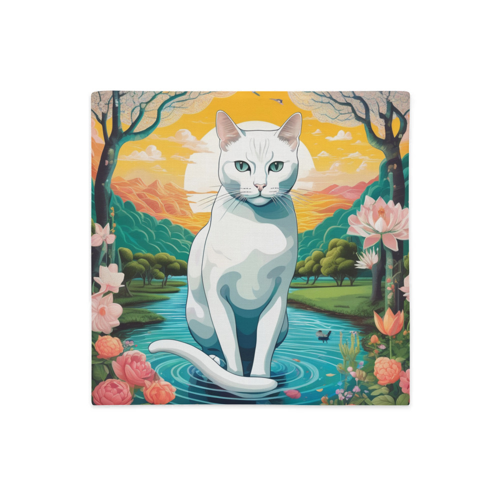 PugMug Custom White Companion Cat Premium Pillow Case