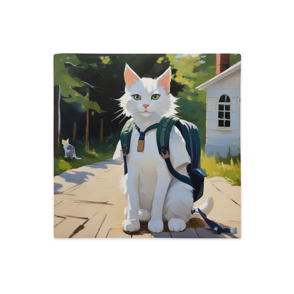 PugMug Custom White Companion Cat Premium Pillow Case