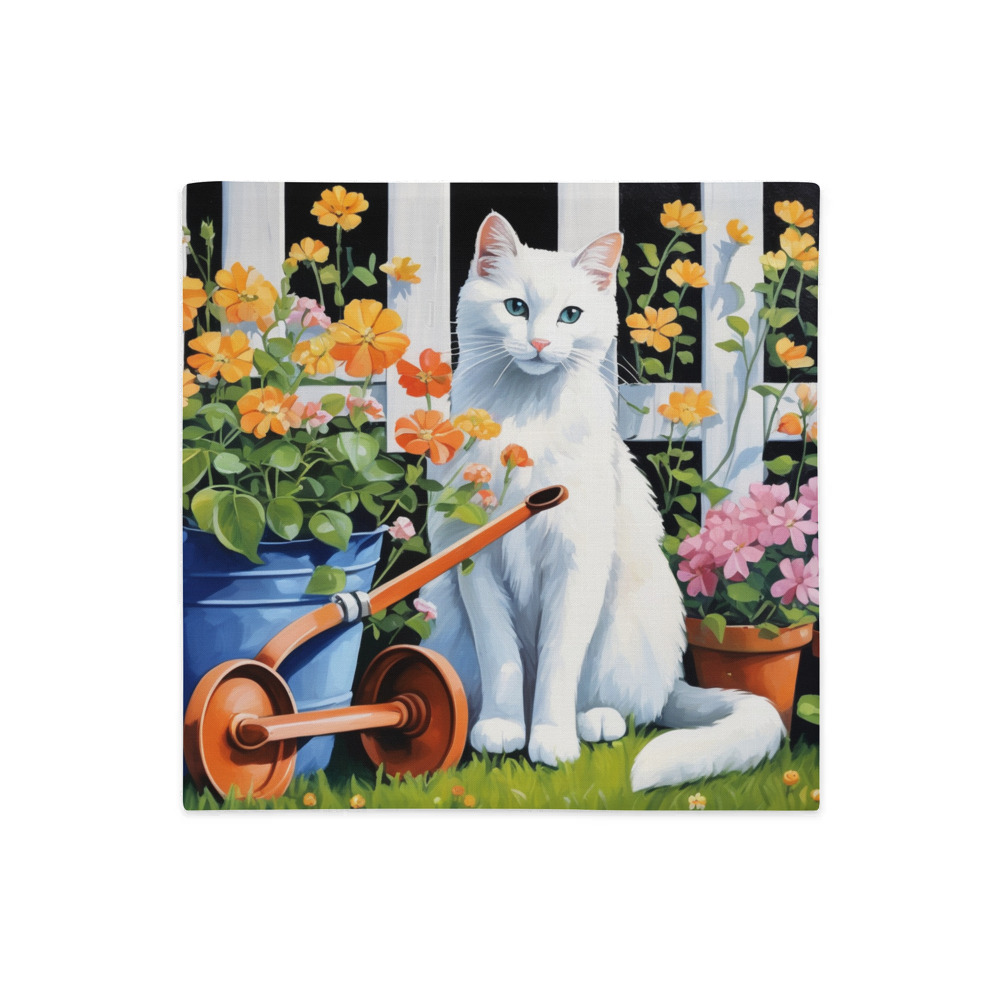 PugMug Custom White Companion Cat Premium Pillow Case