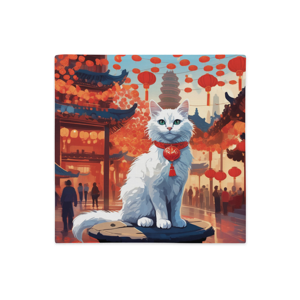 PugMug Custom White Companion Cat Premium Pillow Case