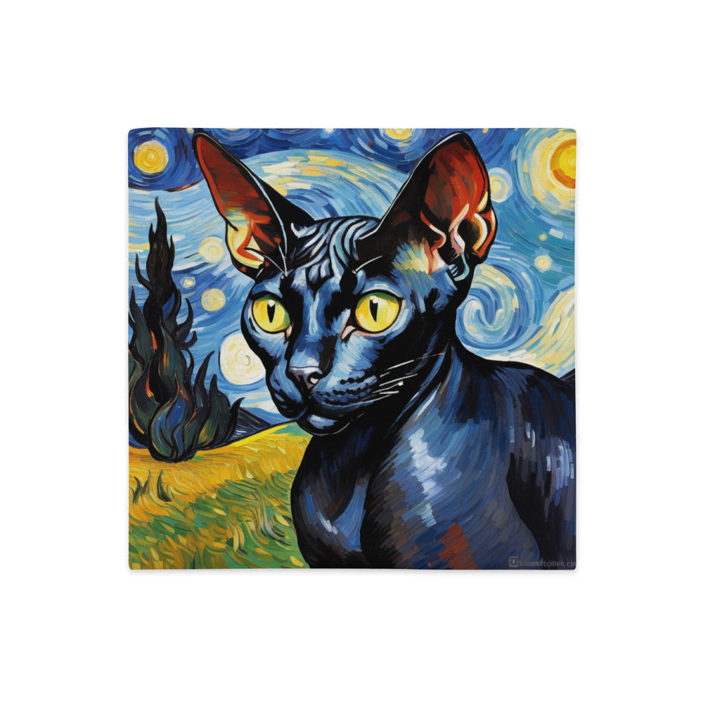 PugMug Custom Black Sphynx Cat Premium Pillow Case