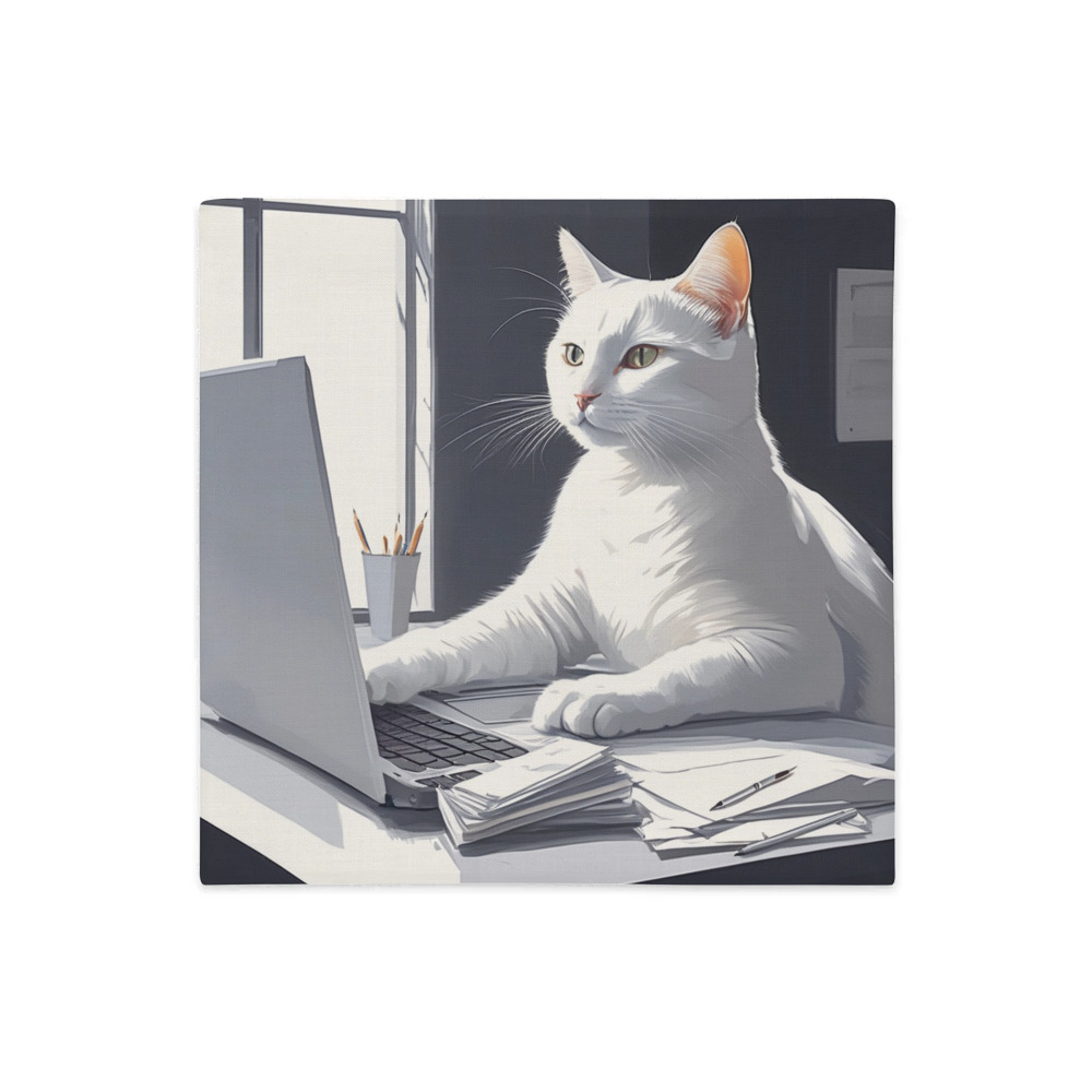 PugMug Custom White Companion Cat Premium Pillow Case