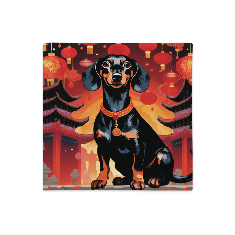 PugMug Custom Black Dachshund Premium Pillow Case