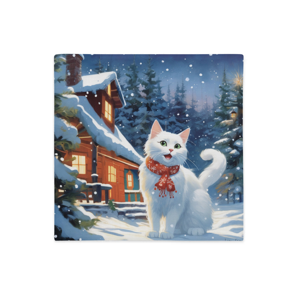 PugMug Custom White Companion Cat Premium Pillow Case