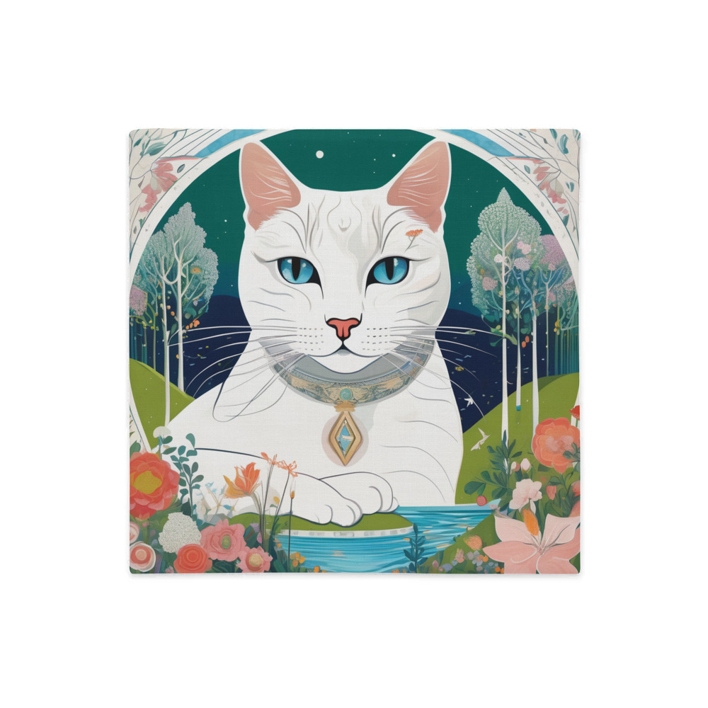 PugMug Custom White Companion Cat Premium Pillow Case