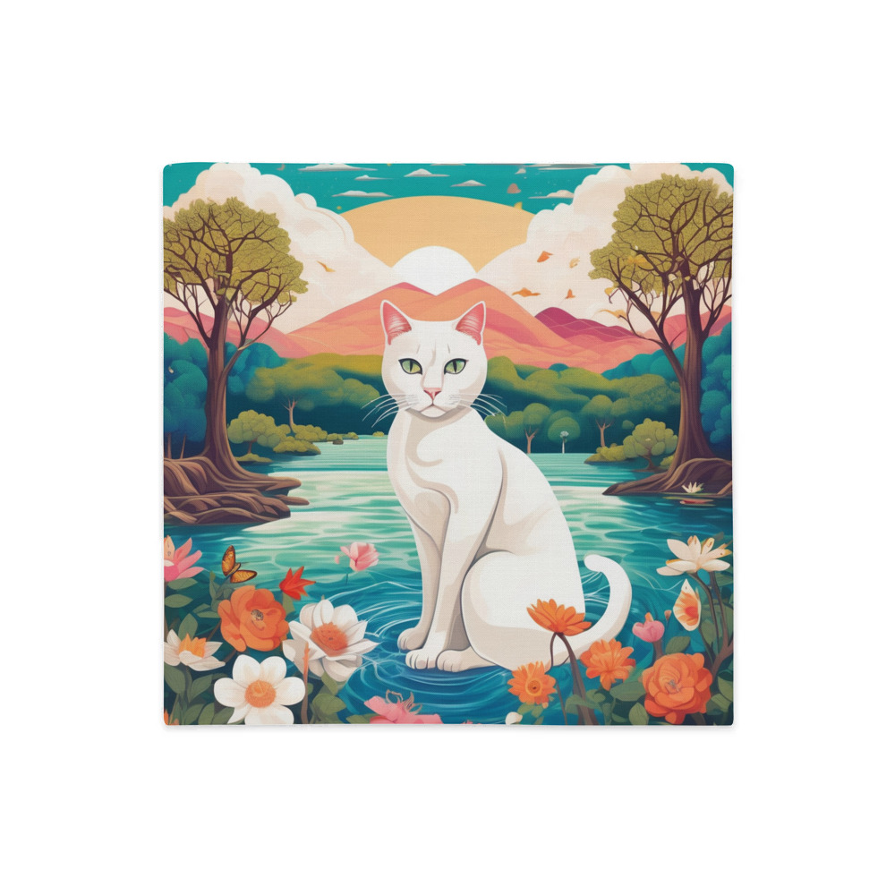 PugMug Custom White Companion Cat Premium Pillow Case