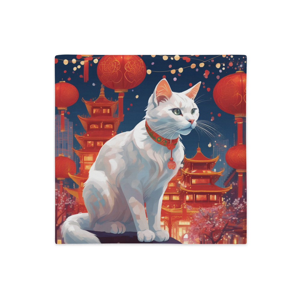 PugMug Custom White Companion Cat Premium Pillow Case