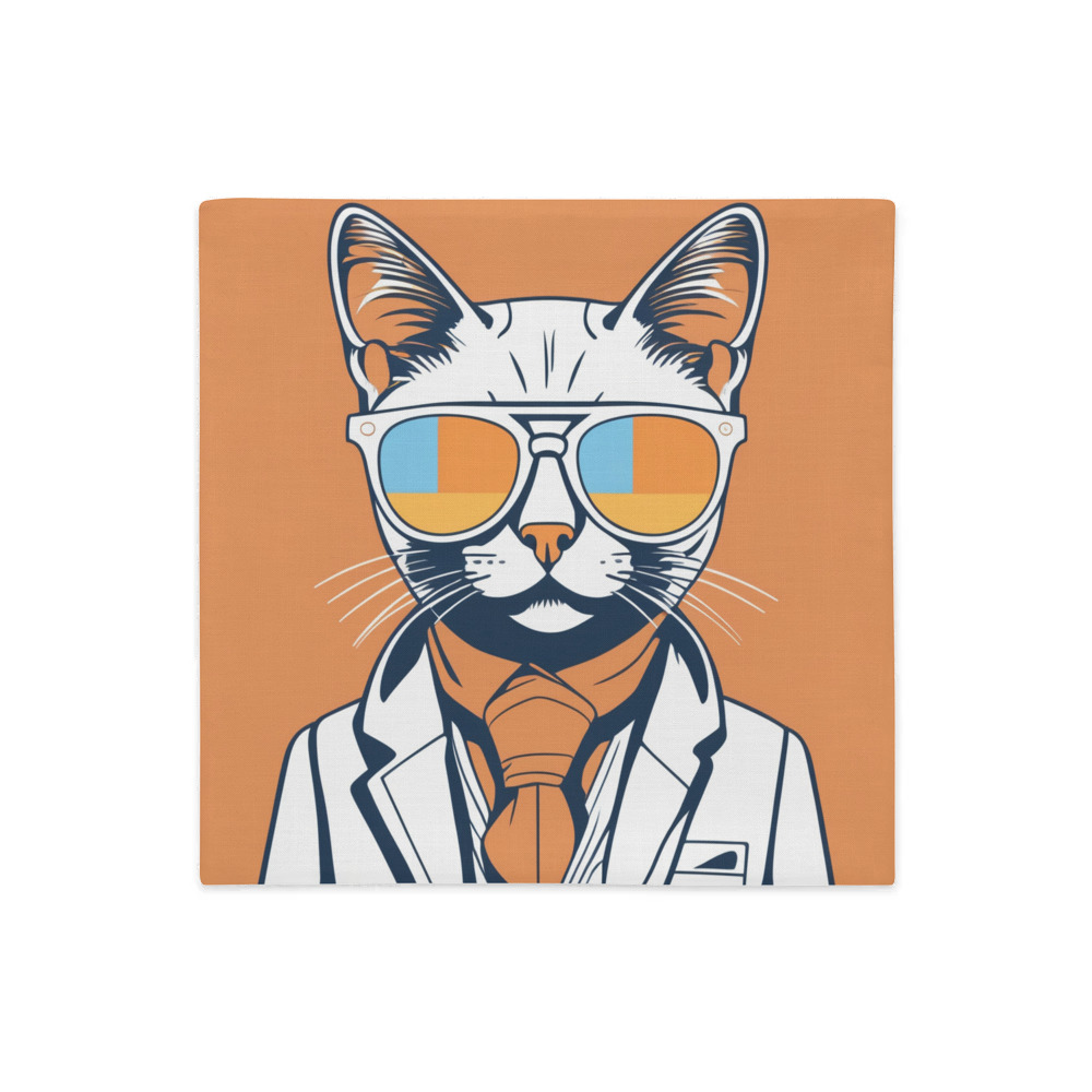 PugMug Custom White Companion Cat Premium Pillow Case